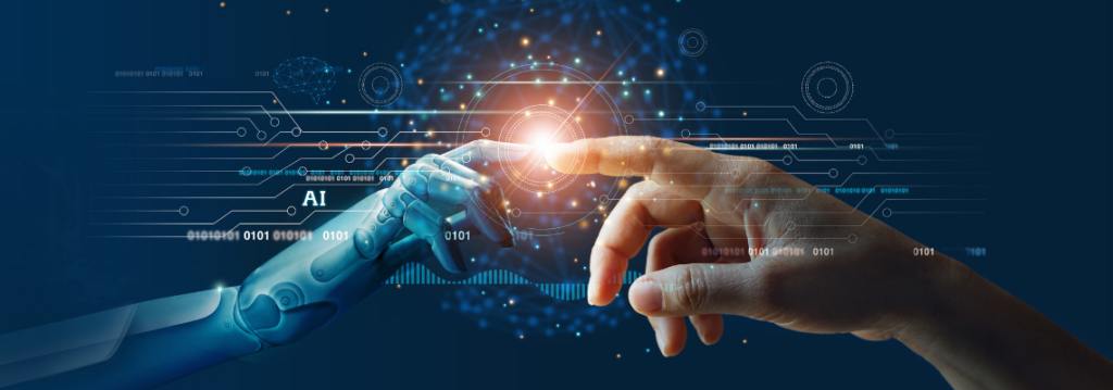 skills needed in artificial intelligence, robot and human touching fingers