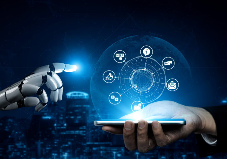 how effective is scenario-based learning, robot hand and human hand holding phone