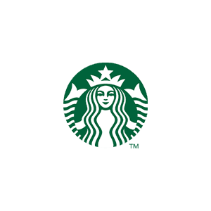 Starbucks logo with a green background, featuring a white siren with flowing hair, a crown with a star on top, and a circular design.